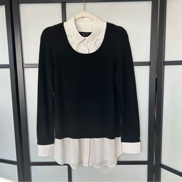 [M] Charter Club Luxury Black and White Dress Shirt & Cashmere Sweater Combo Top - Picture 2 of 13